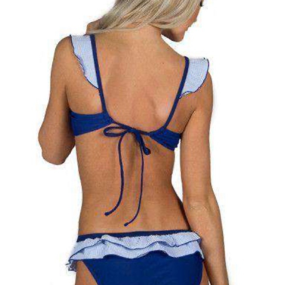 Blue Ruffle Bikini Set - Picture 2 of 6